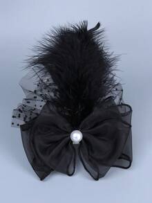 Lymet女性1920年代羽毛裝飾發帶,茶會花卉頭飾德比帽,適用於鸡尾酒、盖茨比、婚禮等場合