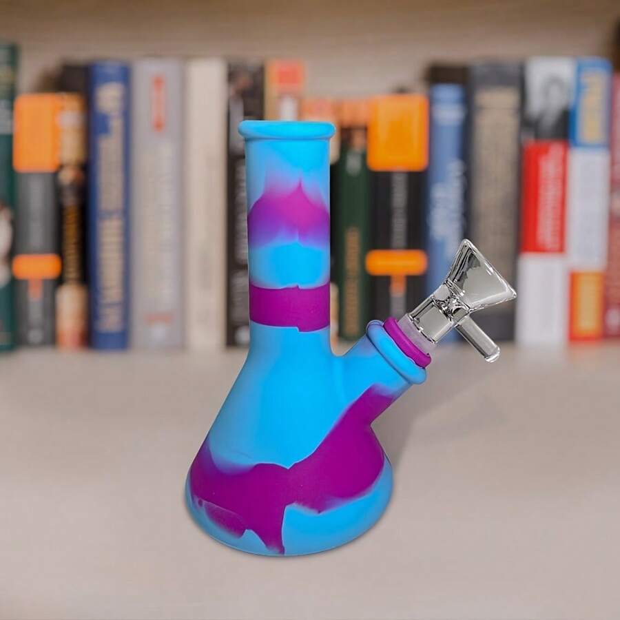 1pc 5 Inches Mini Silicone Glass Bubbler, Smoking Accessories For Smoking Products - Blue - View 1