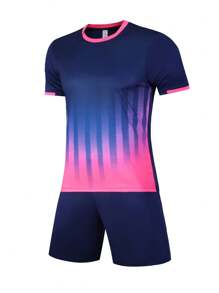 Bộ đồng phục bóng đá dành cho nam và nữ, trang phục thể thao đội thể thao/huấn luyện/giải trí - Xanh đậm - Xem 2