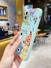 1 chiếc ốp lưng điện thoại thời trang hình quái vật mắt to dễ thương, viền đen, đục lỗ, chống rơi, tương thích với Apple///Tương thích với Redmi/Mi/Tương thích với VIVO/Tương thích với OPPO/, phiên bản quốc tế, không phải phiên bản nội địa. - màu lục lam nhạt - Xem 3
