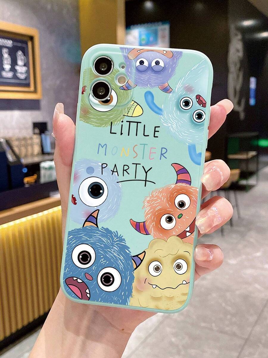 1 chiếc ốp lưng điện thoại thời trang hình quái vật mắt to dễ thương, viền đen, đục lỗ, chống rơi, tương thích với Apple///Tương thích với Redmi/Mi/Tương thích với VIVO/Tương thích với OPPO/, phiên bản quốc tế, không phải phiên bản nội địa. - màu lục lam nhạt - Xem 1