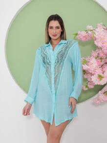 Women Kimonos - Màu xanh bạc hà - Xem 3