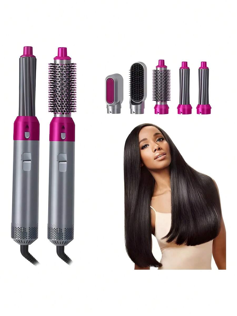 5-In-1 Hair Styler Set, Multifunctional Electric Professional Curling Iron. - Hot Pink - View 1