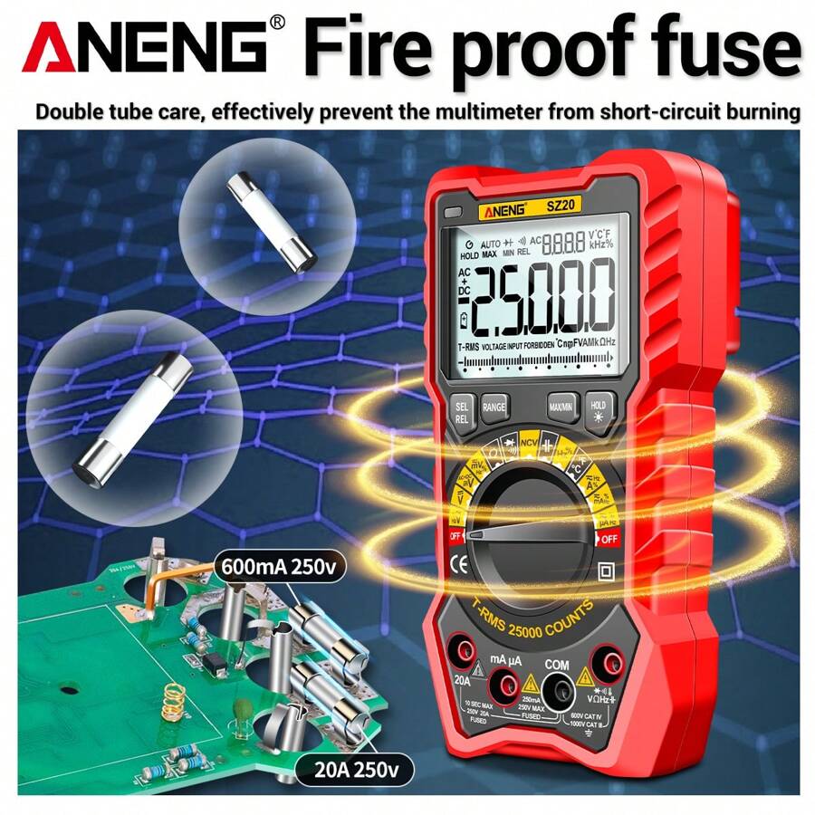ANENG ANENG SZ20 25000 Counts Multimeter Smart Manual Range Meter NCV ...
