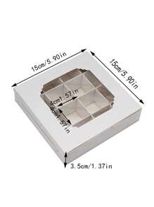 20 Piezas/paquete Caja De Regalo Para Pastelería Y Repostería De 16 Células Con Ventana, Para Empaquetado De Tortas, Tartas De Huevo Y Mousses - Caja de embalaje de rejilla blanca-16 - Ver 2
