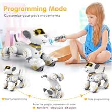 VATOS Robot Dog Juguete con Control Remoto para niños - Perro Robot Interactivo Tocar y Seguir con 17 Funciones, Música de Baile programable RC Perro Robot Juguete para niñas de 3 a 12 años - Dorado - Ver 3