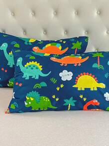 Dinosaur Printed Bedding Set Including Duvet Cover, Pillowcase, And Bed Sheet (without Filler) - Multicolor - View 4