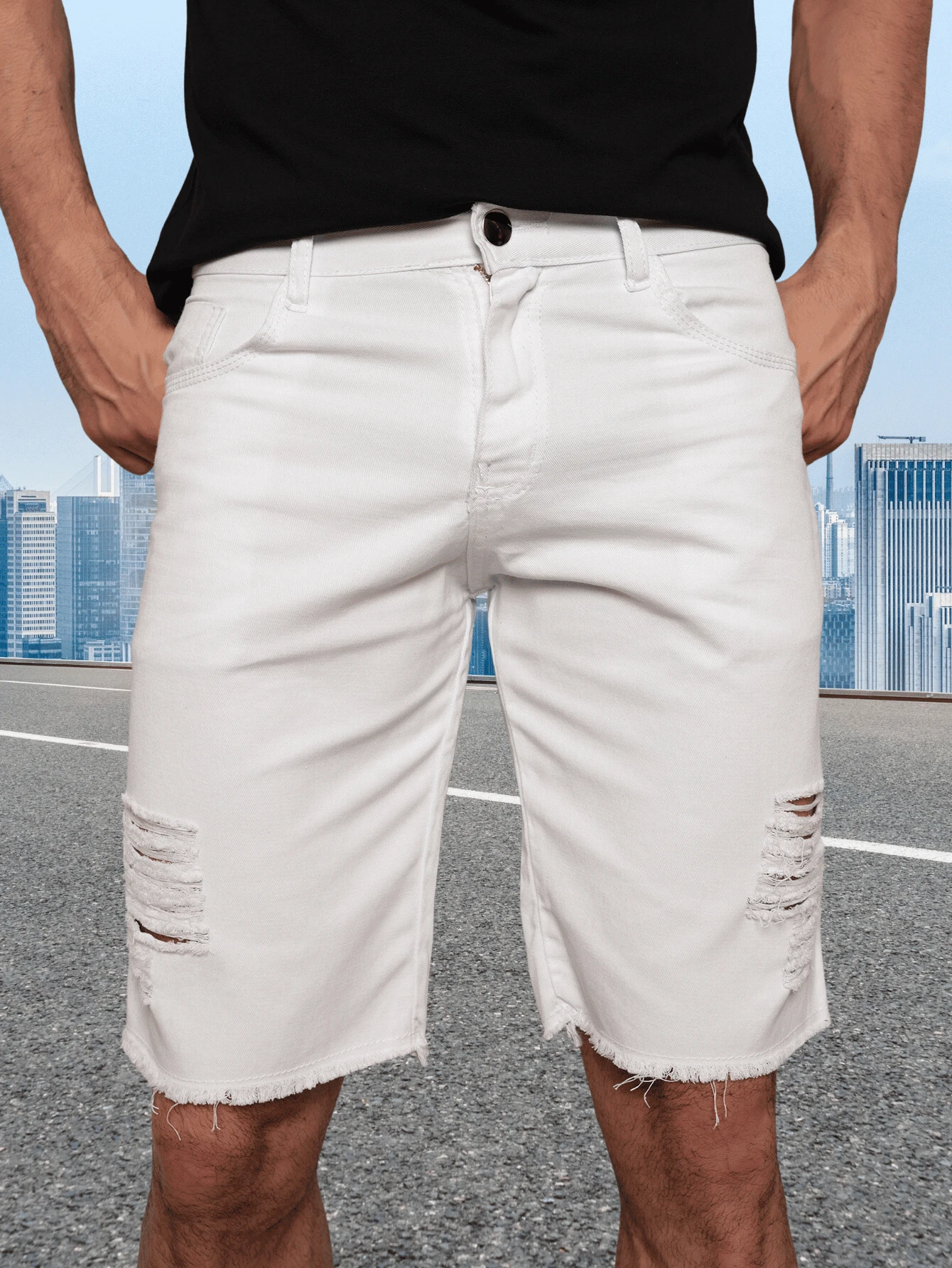 Men Denim Shorts - trắng - Xem 1