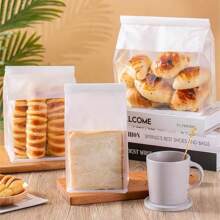 10個吐司袋附窗薄紙捲邊封口麵包片餐袋烘焙食品包裝袋 - 白色 - 查看 1