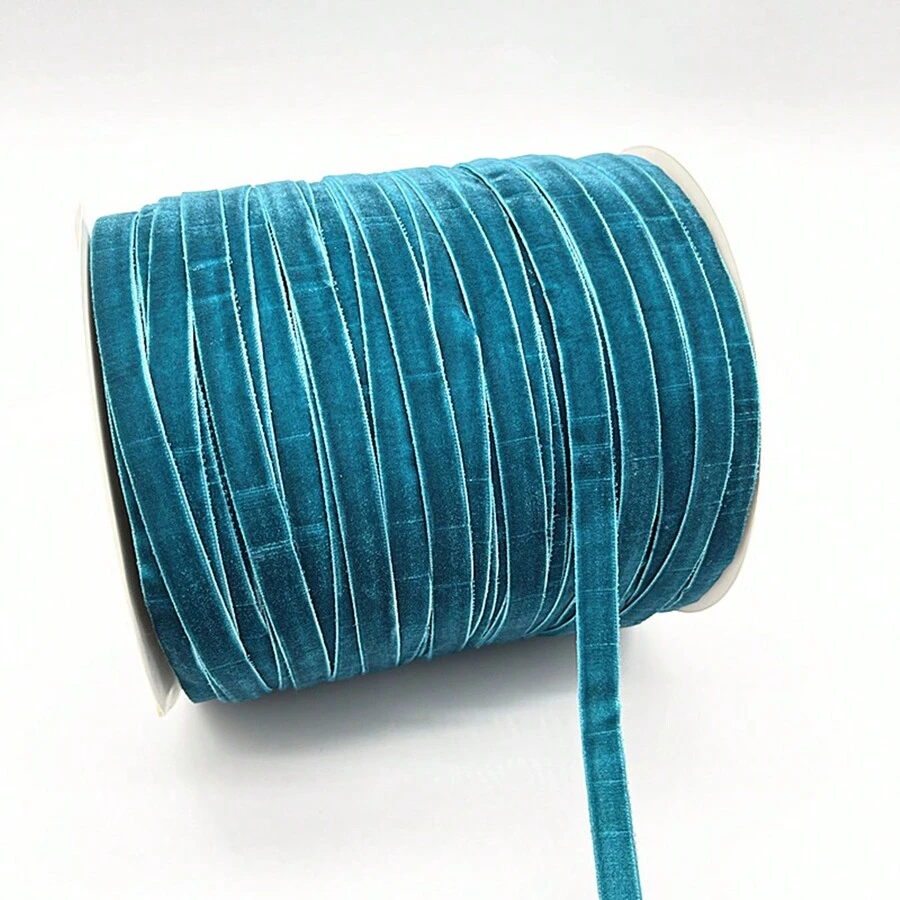 5碼10mm絲綢絨緞帶,婚禮手工絲帶,禮品包裝蝴蝶結,diy派對裝飾,聖誕絨帶 - 薄荷藍 - 查看 1