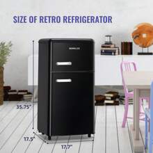 DEMULLER Mini Refrigerator Dual Door Fridge With Handle Adjustable Temperature With Top Mount Freezer Ideal For Home, Office, Dorm White - 黑色 - 查看 6
