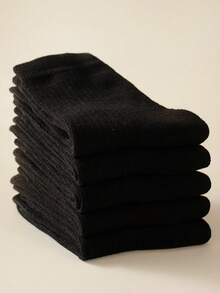 10對/包經典黑色兒童運動襪,舒適休閒圓領襪,適合日常穿著