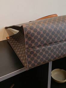 Vintage Geometric Pattern Tote Bag, Classic Satchel Bag, Women'sLarge Capacity Bag For Work - Multicolor - View 2