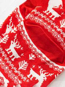 6pairs/pack Women's Cute Christmas Socks In Random Red Colors With Comfortable & Breathable Middle Tube - Multicolor - View 4