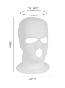 1pc Unisex Hip-Hop 3-Hole Knit Balaclava Beanie, Warm Knit Hat Suitable For Daily Wear In Autumn And Winter Halloween - White - View 3