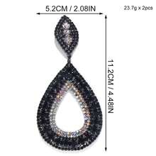 Estilo Europeo Y Americano Personalizado Plateado Nuevo Pasador De Pendientes Con Borlas Y Decoraciones De Cristal De Estrás, Accesorio Dramático - Negro - Ver 4