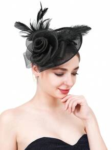 黑色羽毛头饰，由羽毛夹和发箍组成，非常适合鸡尾酒会、狂欢节、海滩和日常佩戴——适合所有季节。