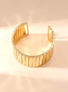 1條簡約時尚寬編織手鍊,豪華打開式手鐲可調節尺寸,完美日常飾品女士