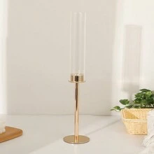 3pcs, Elegant Metal Candle Holder With Glass Globe, Golden Wedding Centerpiece, Candlestick For Table Decoration, Party Decor, Party Supplies, Holiday Decor, Table Decor, Dining Room Decor - Gold - View 8