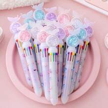 2pcs Random Sparkly Butterfly Design Ballpoint Pens, Cute & Creative Click Pen With Multiple Colors - Multicolor - View 1