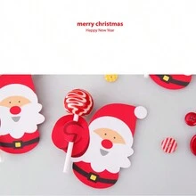 50入組聖誕老人棒糖造型卡紙裝飾,派對用品