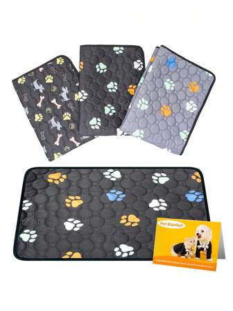1入組可水洗狗狗尿布,可重複使用的小狗上廁所訓練墊,防滑生產墊,防水快吸收訓練墊,食物碗墊,印有爪子圖案