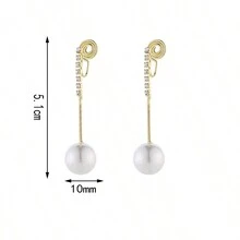 1對時尚的仿珍珠和鑽石長耳夾，優雅、輕奢的耳環，時尚百搭女士耳環，假日禮物