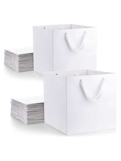 3PCS Large White Kraft Paper Gift Bags With Handles Square Gift Bags Bulk, Large Shopping Merchandise Bags, Wedding Bags, Birthday Party Favor Bag Goodie Craft Retail Bag,Gift Bags Small Paper Bags With Handles Bulk Kraft Brown Paper Shopping Wedding Birthday Party Favor Gift Bags,