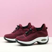 女士酒红色一脚蹬缓冲运动鞋，系带舞鞋 - 酒紅色 - 查看 2