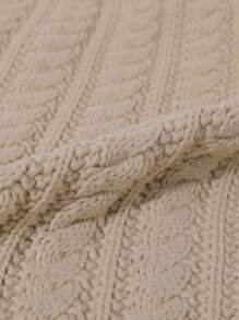 1pc Women's Solid Color Knitted Scarf, Winter Warm Neck Protection Scarf, Simple And Versatile - Beige - View 8