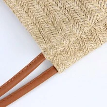 1PC 户外运动休闲包 木珠流苏编织包 单肩包 草编包 新款一体式水桶包 旅行包 沙滩包 手提包 女包