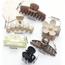 6 件/套女士创意组合发夹，纯色，多种形状和颜色爪夹，适合各种发型，磨砂防滑设计，抓力强，非常适合日常休闲使用 - 彩色 - 查看 2