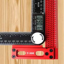 One Piece Red 300mm Woodworking Cross Calibration Ruler Precision T-Type Ruler Scribing Marking Gauge,Aluminum Alloy Height Gauge Measurement Tools - Red - View 5