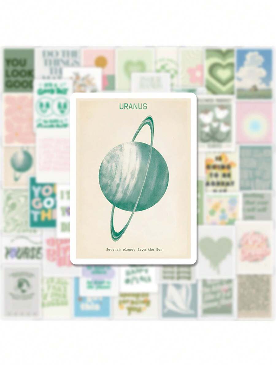 50pcs Mini Postcard Stickers, Motivational Aesthetic Sticker for