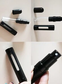 12ml 便携式香水雾化器带分配器工具套装、可再填充空小喷雾瓶古龙水分配器、扭转式口袋古龙水喷雾器、迷你喷雾香水瓶套装，适合旅行、便携式可爱香水漱口水雾化器，用于清洁、带转移泵套装的空香水瓶、旅行喷雾瓶分配器 12ml 带填充工具套装旅行必需品学校学校用品假日露营假日必需品度假配件女士香水男士香水海滩 - 黑色 - 查看 2