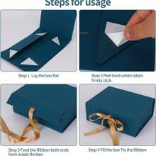 Luxury Gift Box with Ribbon,Magnetic Gift Box with Lids,Large Present Boxes,Gift Packaging Decorative Box,Presentation Box for Gifts,22x18x8cm Gift Cardboard Box for Party Gift Packaging Navy Blue - Navy Blue - View 4