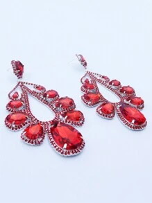 Aretes Con Forma De Gota De Agua Rojos - Rojo - Ver 2