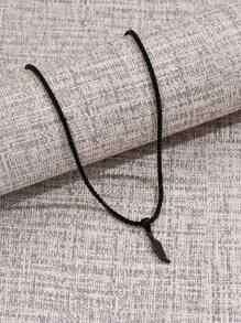 男士羽毛墜飾項鍊不銹鋼龐克嘻哈風格 - 銀色 - 查看 9