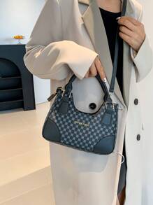 Vintage Clover Pattern Ladies' Handbag Crossbody Bag - Black - View 1