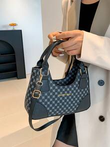 Vintage Clover Pattern Ladies' Handbag Crossbody Bag - Black - View 2