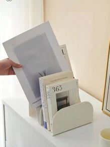 1pc Clear Decorative Bookend, Simple Multi-purpose Desktop Bookend For Office, School, Student, Book Storage - Clear - View 7