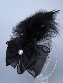 Lymet女性1920年代羽毛裝飾發帶,茶會花卉頭飾德比帽,適用於鸡尾酒、盖茨比、婚禮等場合