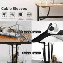 1pc Zippered Cable Management Sleeve & Cord Protector For Desktop Wire Organization, Office Cable Storage - Black - View 3