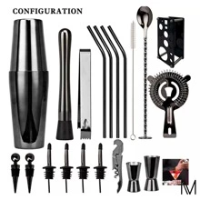 Kit De Coctelería Boston De 750 Ml, Negro, 20 Piezas - Negro - Ver 2