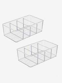 透明4格多功能收納盒,亞克力桌面收納化妝品容器透明收納盒桌子收納 - 無色 - 查看 5