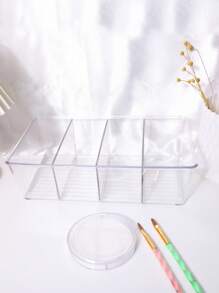 透明4格多功能收納盒,亞克力桌面收納化妝品容器透明收納盒桌子收納 - 無色 - 查看 3