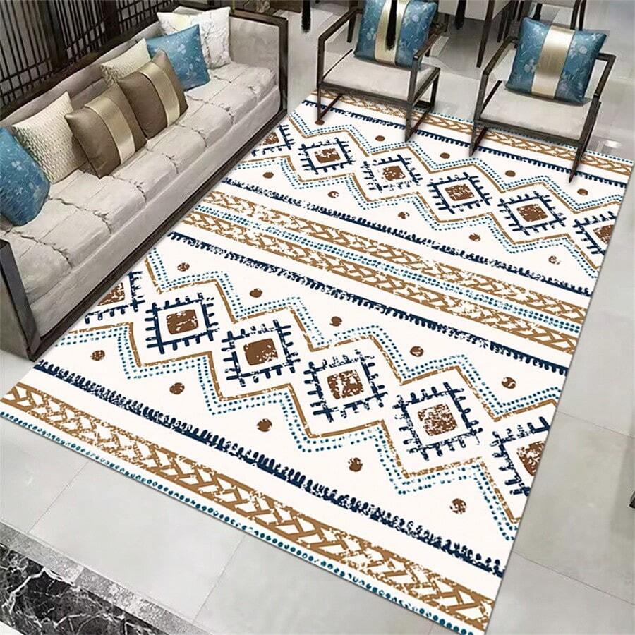 1 件長方形地毯墊適用於家居、客廳、臥室、防滑、耐磨、防髒、四季、人造羊絨、可水洗