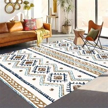 1 件長方形地毯墊適用於家居、客廳、臥室、防滑、耐磨、防髒、四季、人造羊絨、可水洗