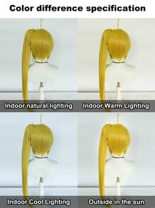 Peluca sintética cosplay largo recto con tupe - Amarillo - Ver 7