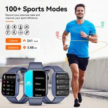 Hwagol 2025升级版智能手表（可接听/拨打电话），1.85英寸显示屏，230mAh电池容量，男女通用，健身追踪器，多种运动模式，计步卡路里计数器，睡眠监测，心率监测，兼容安卓和苹果系统。 - 藍色 - 查看 7